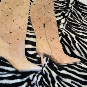 Vince Camuto Tan Studded Heeled Boots